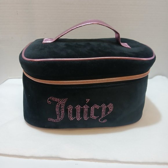 Juicy Couture Handbags - Juicy Couture Women's Cosmetics Train Case Black Velour with Pink rhinestones